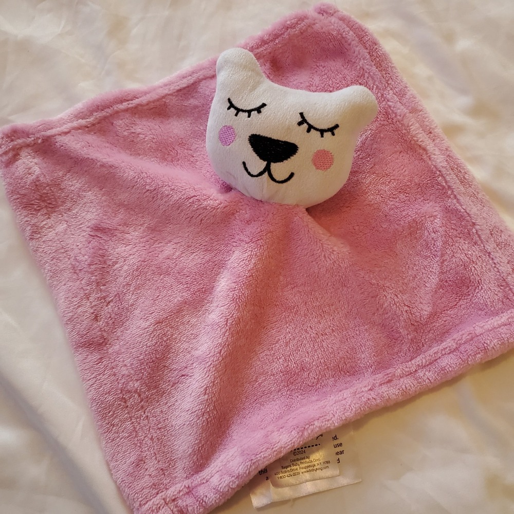 Le Bebe Favorite Pink Plush Bear Security Blanket Lovey Nursery Infant Toy